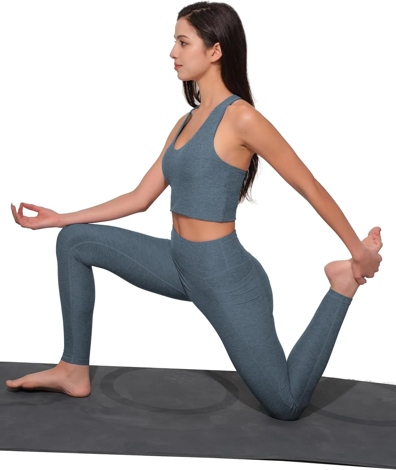 High Waist Yoga Pants with 2 Side Pockets,Ultra Soft Tummy Control Athletic Leggings for Women