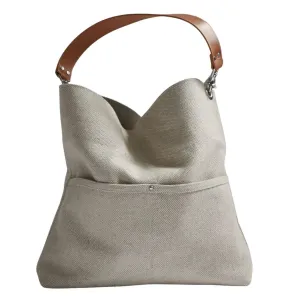 Hobo Bag in Woven Linen Flax,Vacation Bag