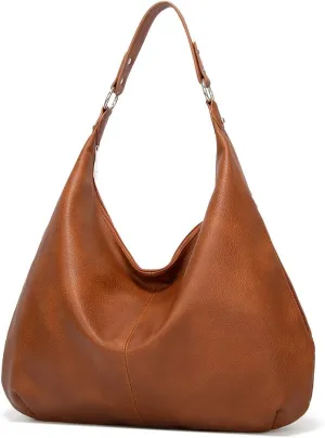 Hobo Bags for Women Soft PU Leather Slouchy Bag Shoulder Purse with Zipper