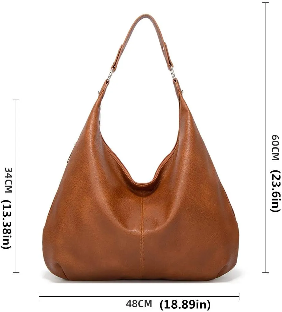 Hobo Bags for Women Soft PU Leather Slouchy Bag Shoulder Purse with Zipper