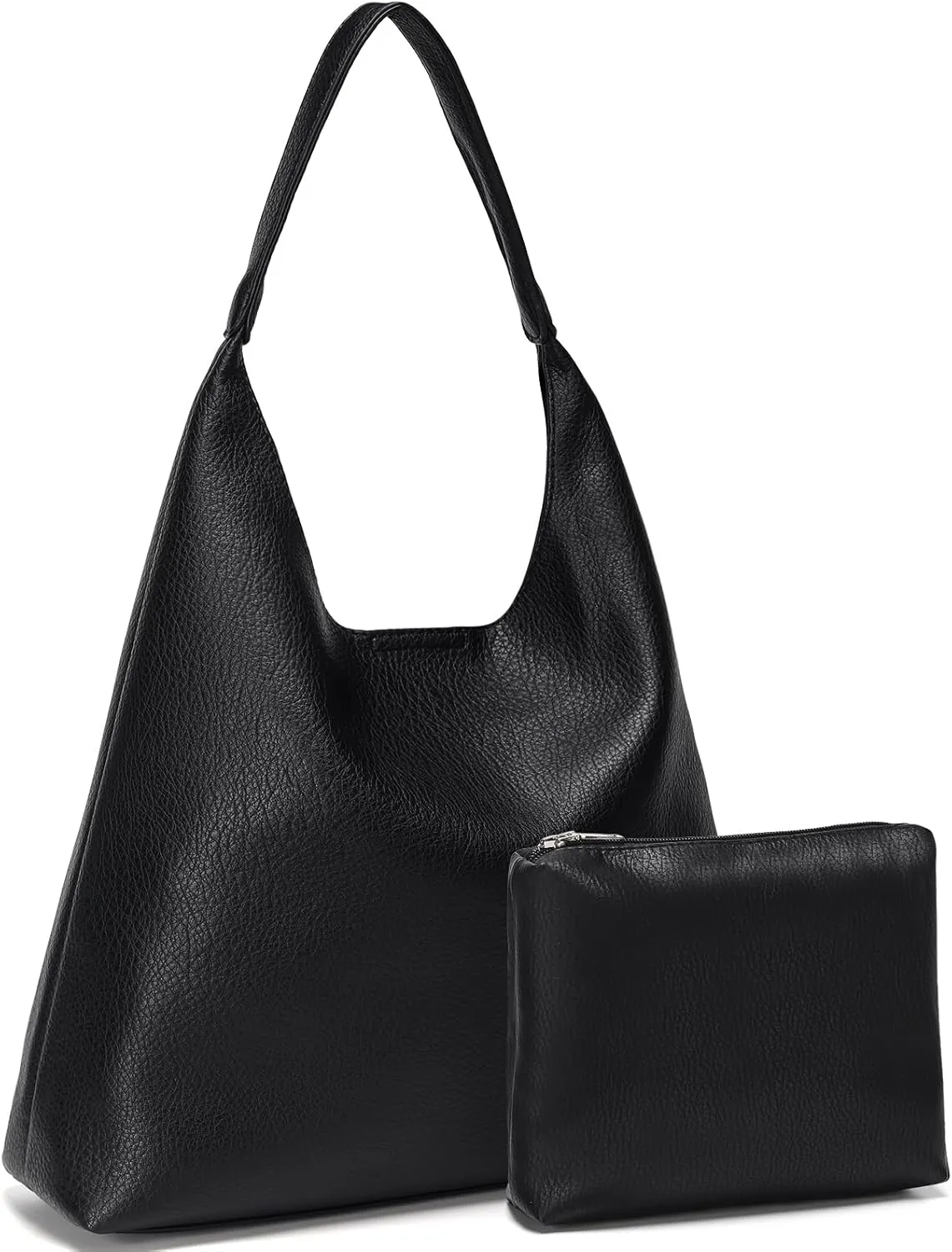 Hobo Bags for Women, Soft Vegan Leather Shoulder Handbags, Slouchy Tote Purses with Makeup Bag