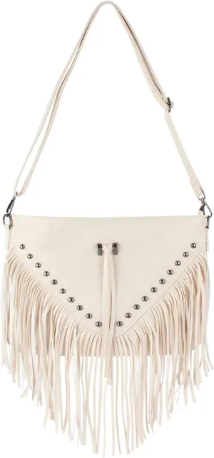 Hoce Women’s Leather Fringe Messenger Bag Large Hobo Crossbody Tassel Shoulder Bags, Gift for Mom Wife Girlfriend
