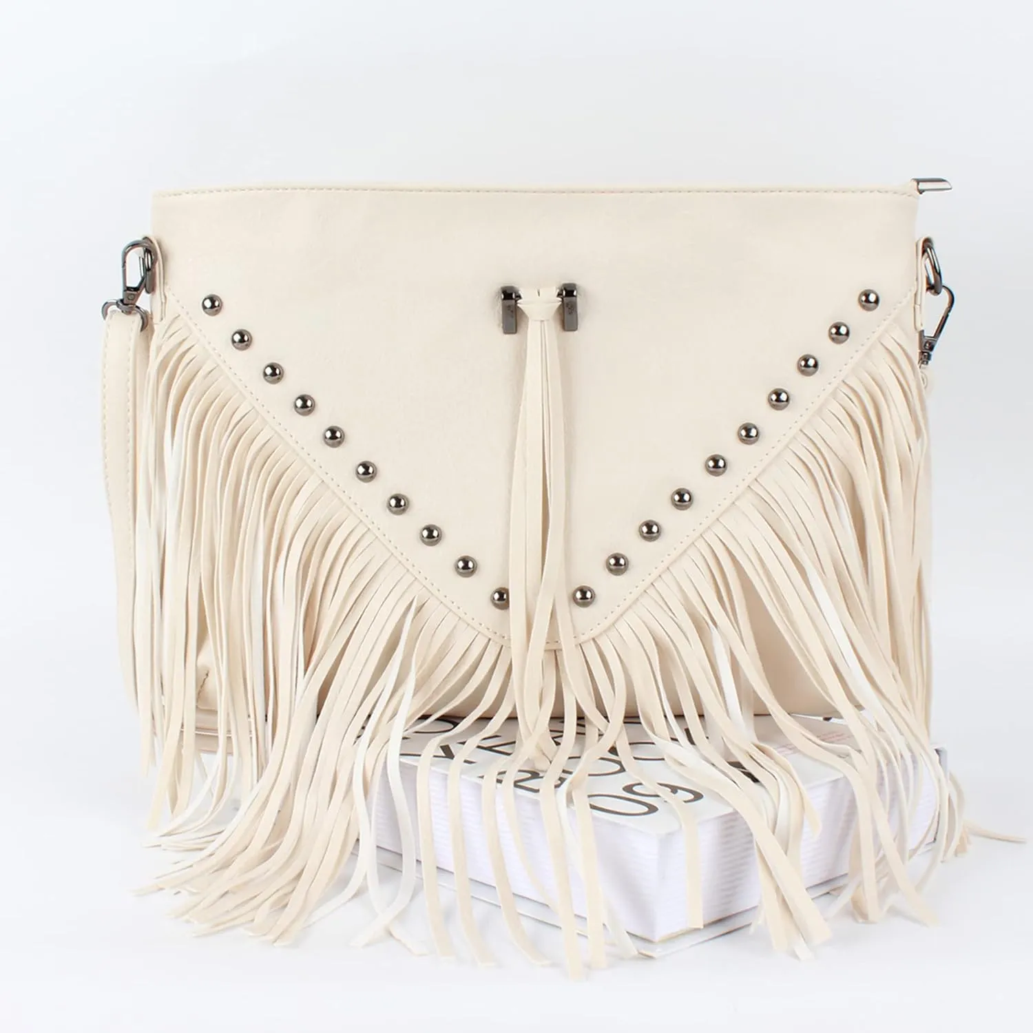 Hoce Women’s Leather Fringe Messenger Bag Large Hobo Crossbody Tassel Shoulder Bags, Gift for Mom Wife Girlfriend