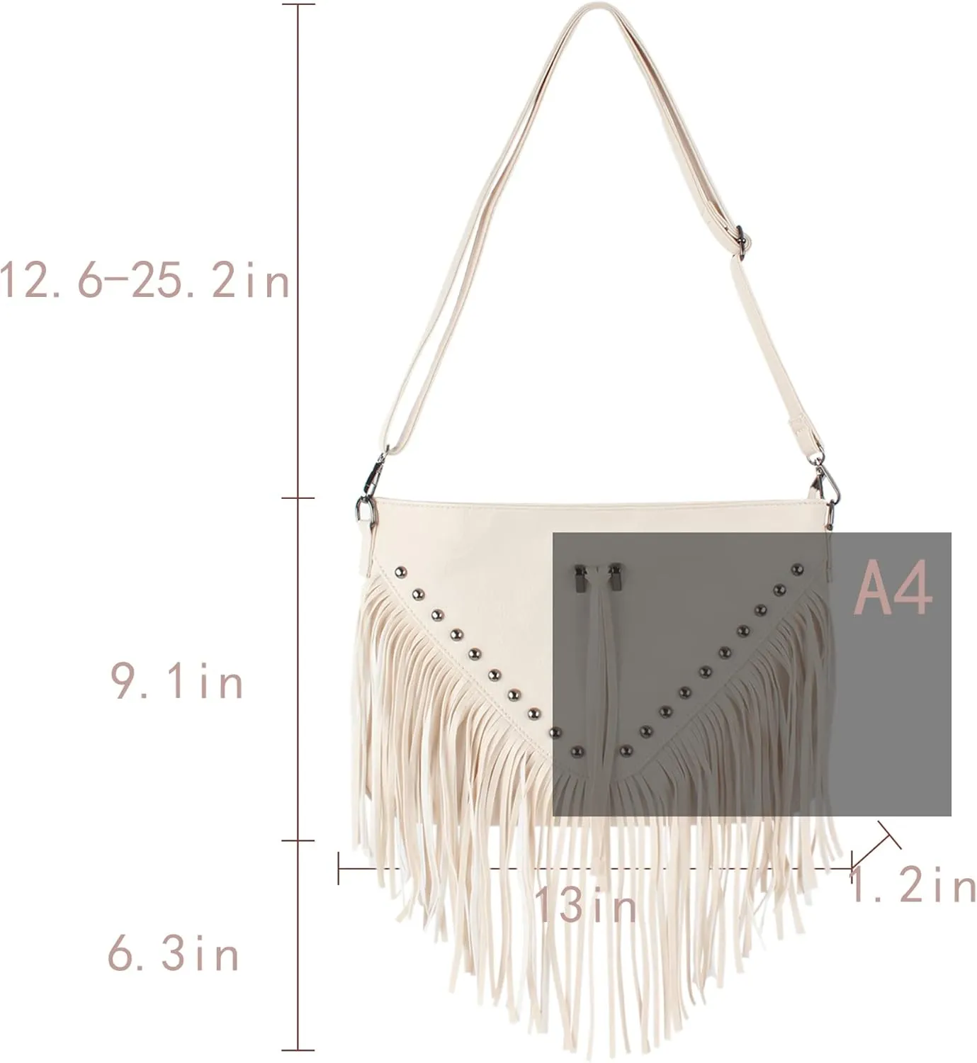Hoce Women’s Leather Fringe Messenger Bag Large Hobo Crossbody Tassel Shoulder Bags, Gift for Mom Wife Girlfriend