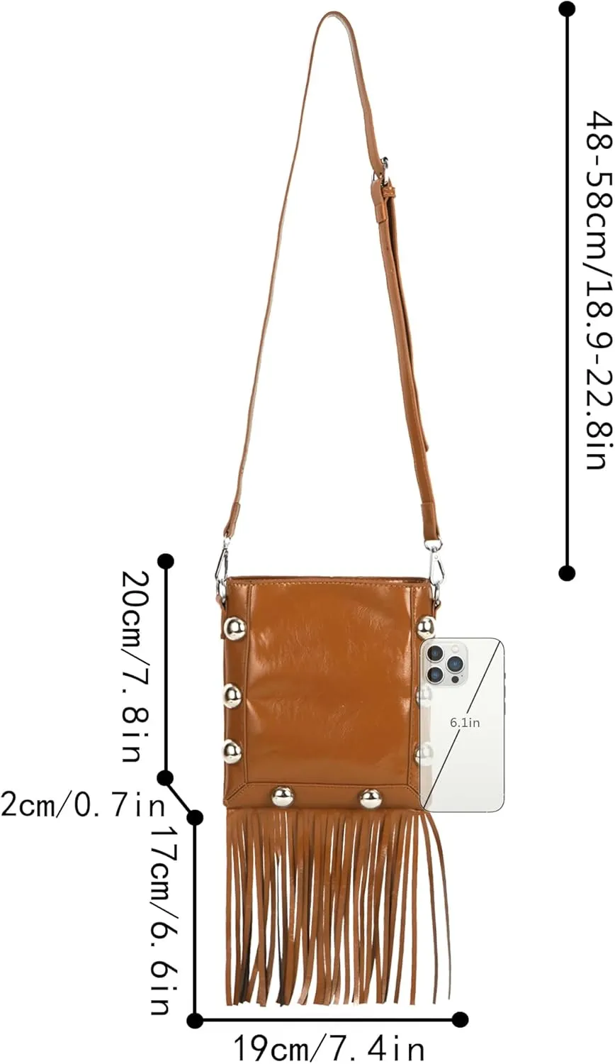 Hoce Women’s Leather Fringe Messenger Bag Large Hobo Crossbody Tassel Shoulder Bags, Gift for Mom Wife Girlfriend