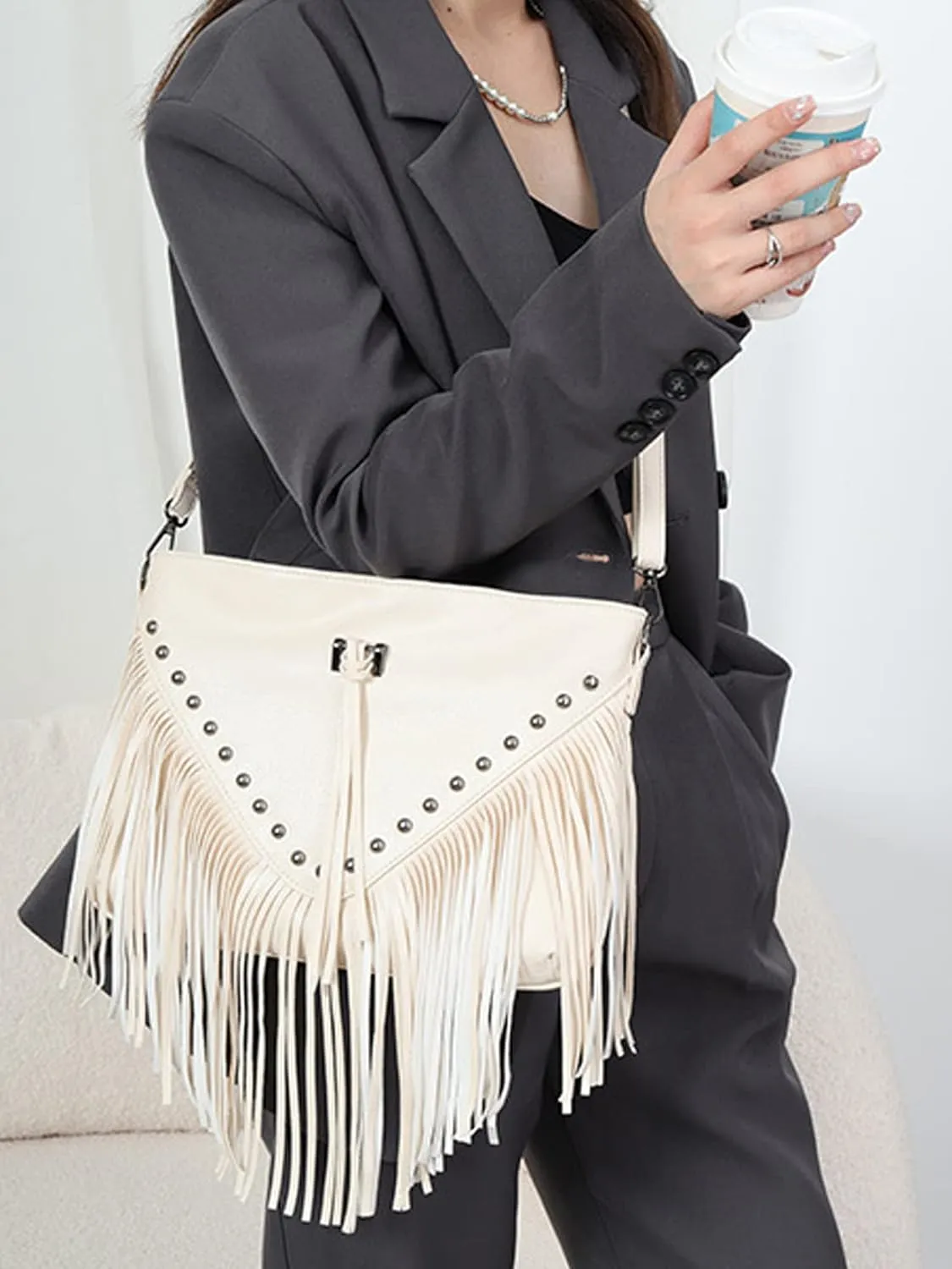 Hoce Women’s Leather Fringe Messenger Bag Large Hobo Crossbody Tassel Shoulder Bags, Gift for Mom Wife Girlfriend