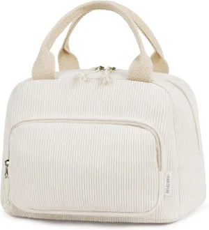 HOMESPON Lunch Bag for Women Men Adults with Front Pocket Cute Corduroy Insulated Lunch Tote Large Capacity Lunch Box Cooler Container for Work Picnic or Travel (Beige)