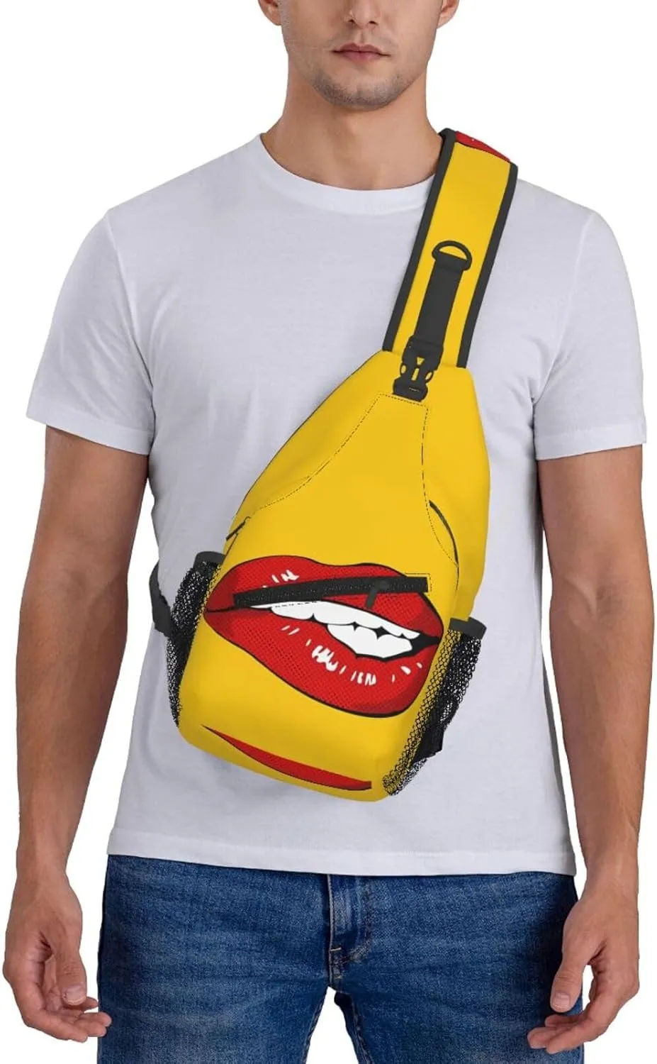 Hot Biting Lips Chest Sling Bag Crossbody Shoulder Backpack Bag Gym Cycling Daypack Travel Hiking Cross Bag