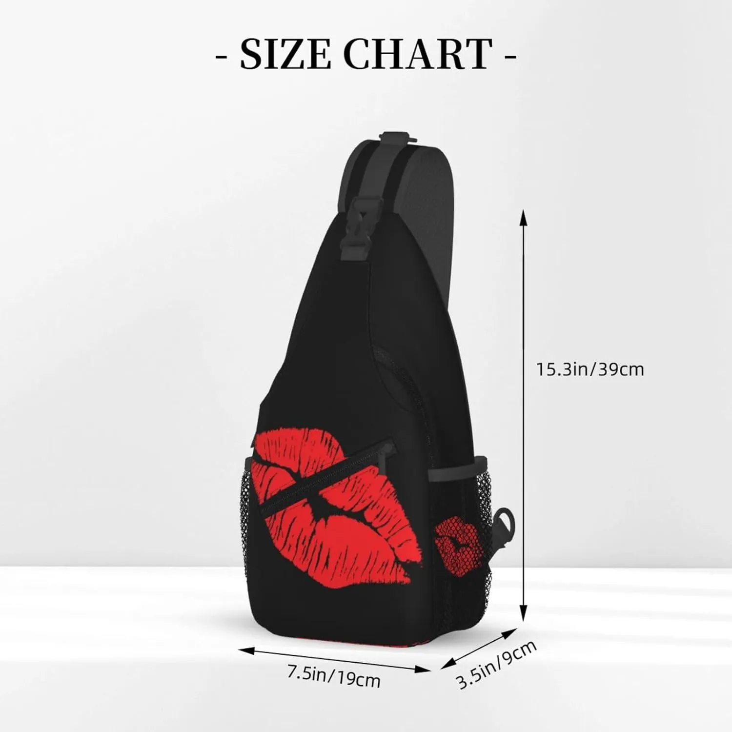 Hot Red Lips Kissing Crossbody Bag Cross Chest Bag Adjustable Sling Backpack Sports Gym Shoulder Bags Travel Cycling Daypack Diagonally Casual Rucksack