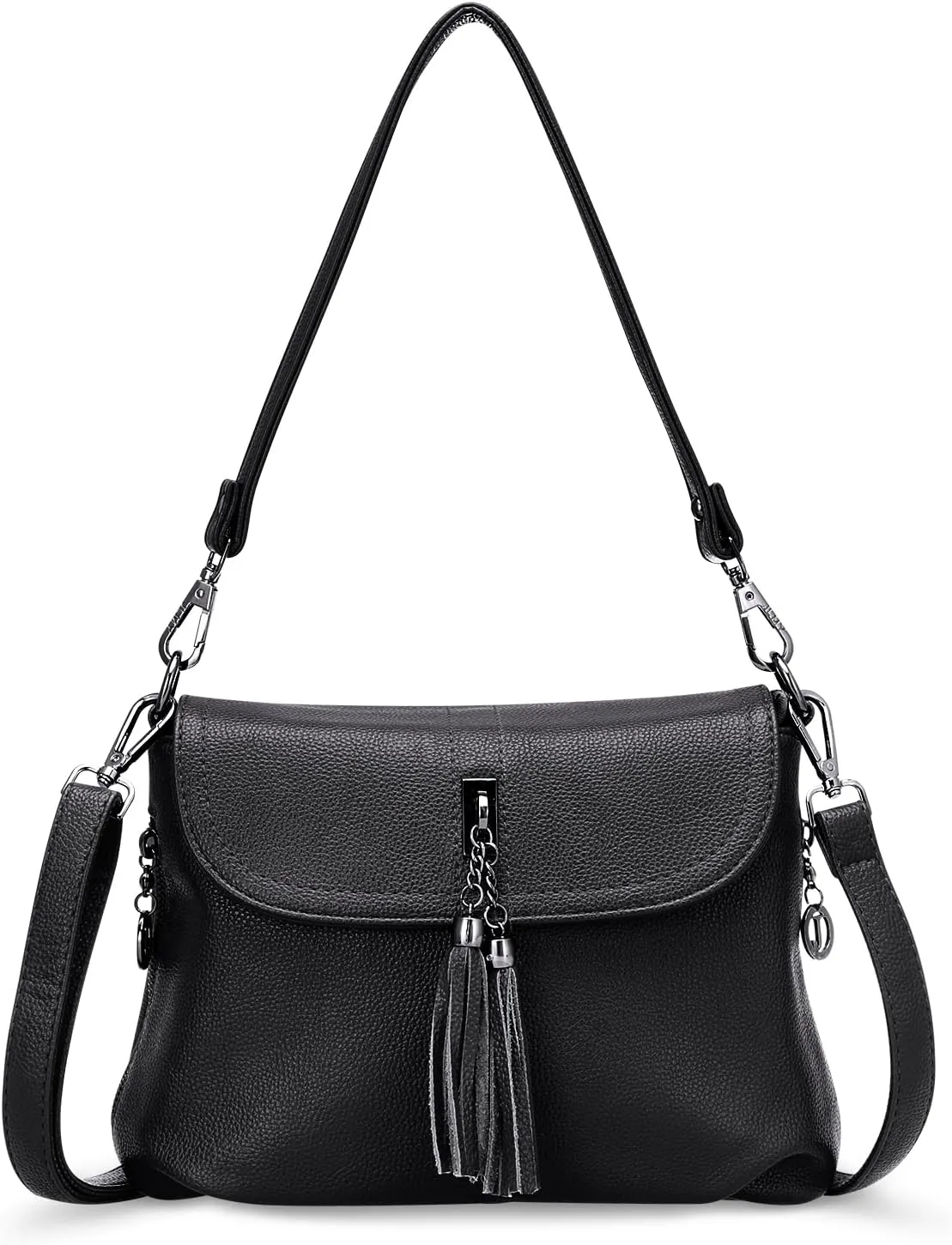 HUA ANGEL Multipurpose Crossbody Bags for Women, Leather Shoulder Bag Travel Purse Fashion Tassels Tote Top Handle Satchel