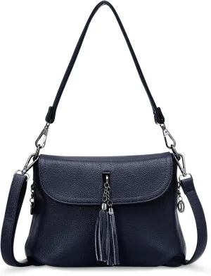 HUA ANGEL Multipurpose Crossbody Bags for Women, Leather Shoulder Bag Travel Purse Fashion Tassels Tote Top Handle Satchel