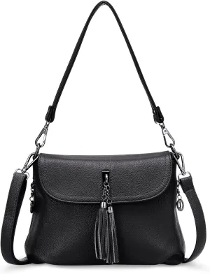 HUA ANGEL Multipurpose Crossbody Bags for Women, Leather Shoulder Bag Travel Purse Fashion Tassels Tote Top Handle Satchel