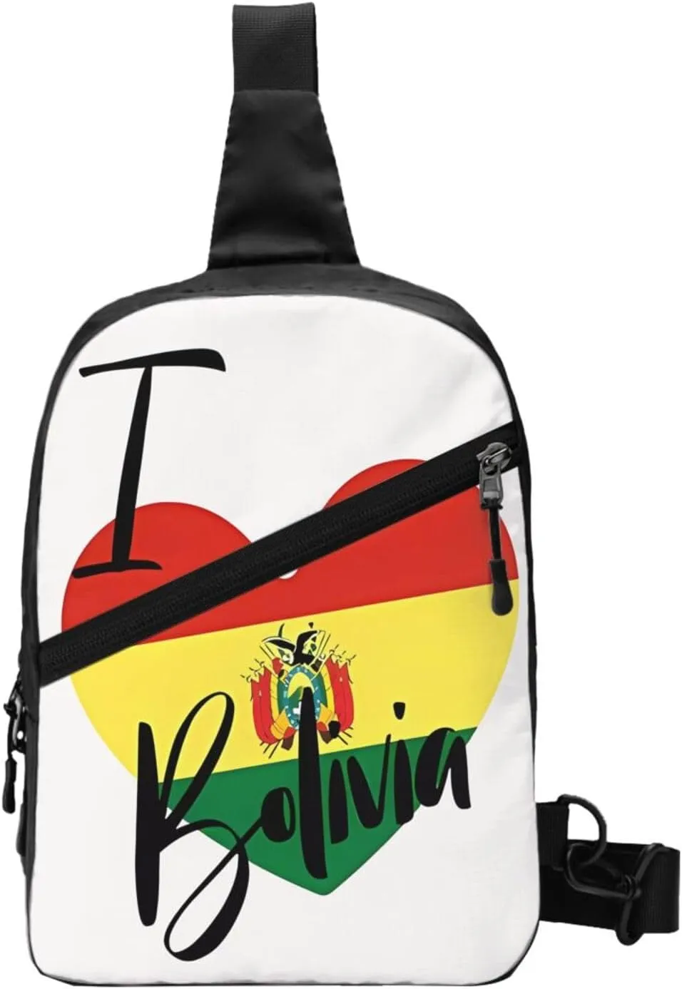 I Love Boliva Packable Crossbody Bag Portable Sling Bags Foldable Travel Daypack Reusable Sports Shoulder Backpack Diagonally Chest Bag for Workout