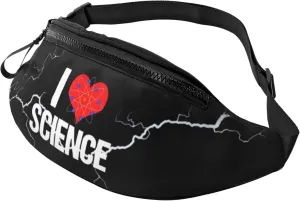 I Love Science Crossbody waist bag, fashionable waist bag for teenagers, suitable for traveling, running, hiking