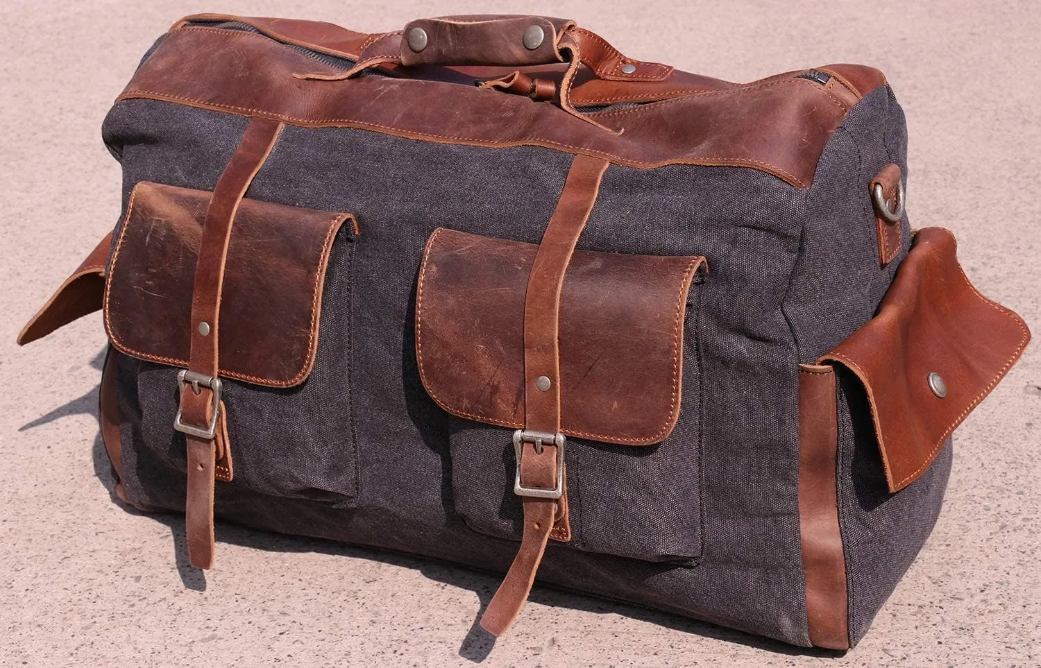 IBLUE Travel Duffel Bags For Men Women Waterproof Canvas Outdoor Sport Handbag With Wet Pocket Shoulder Strap, D1094 (A1, 21in)