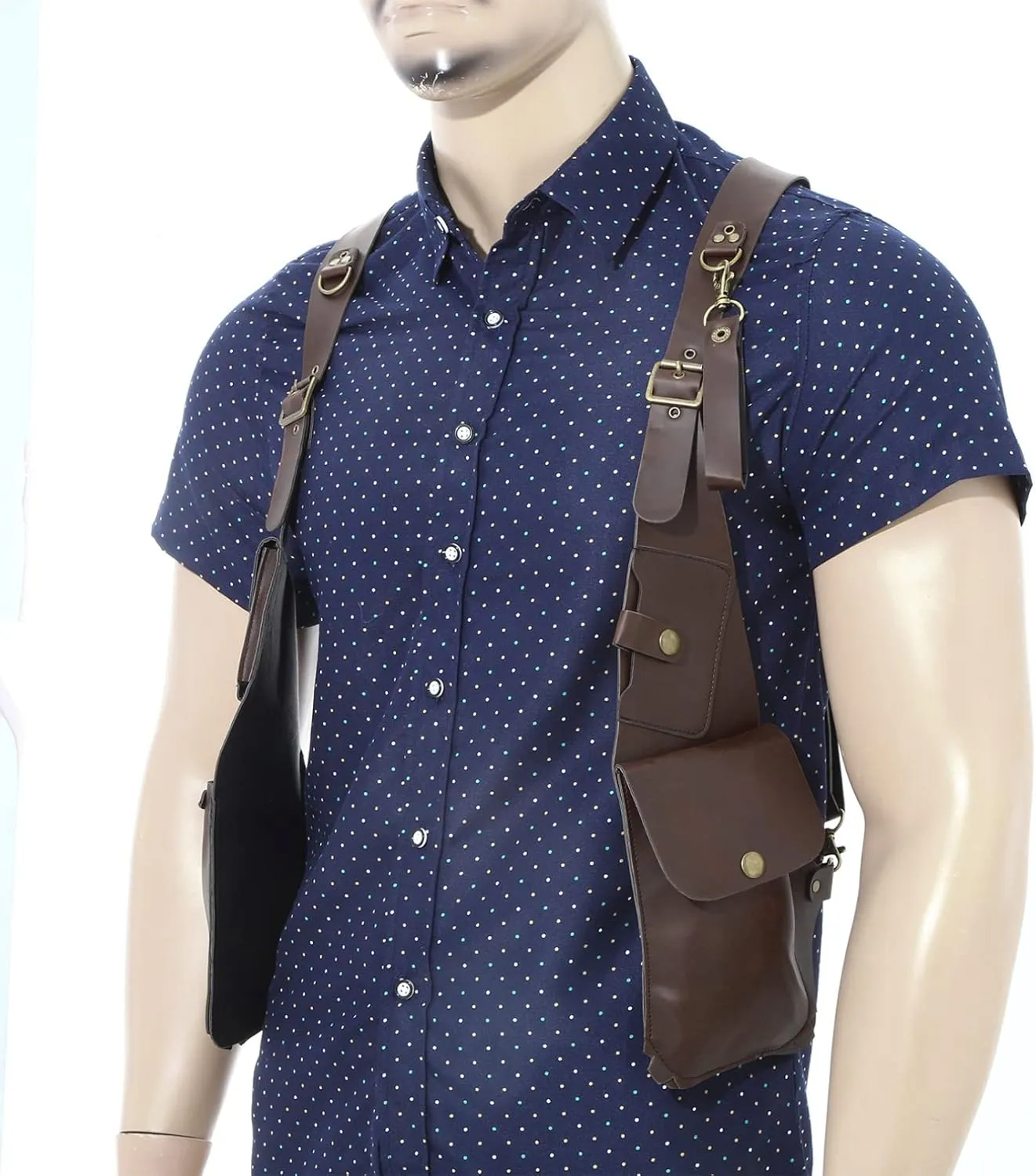 iiniim Women Mens Leather Underarm Shoulder Waist Holster Outdoor Travel Bag Anti-Theft Hidden Underarm Strap Wallet