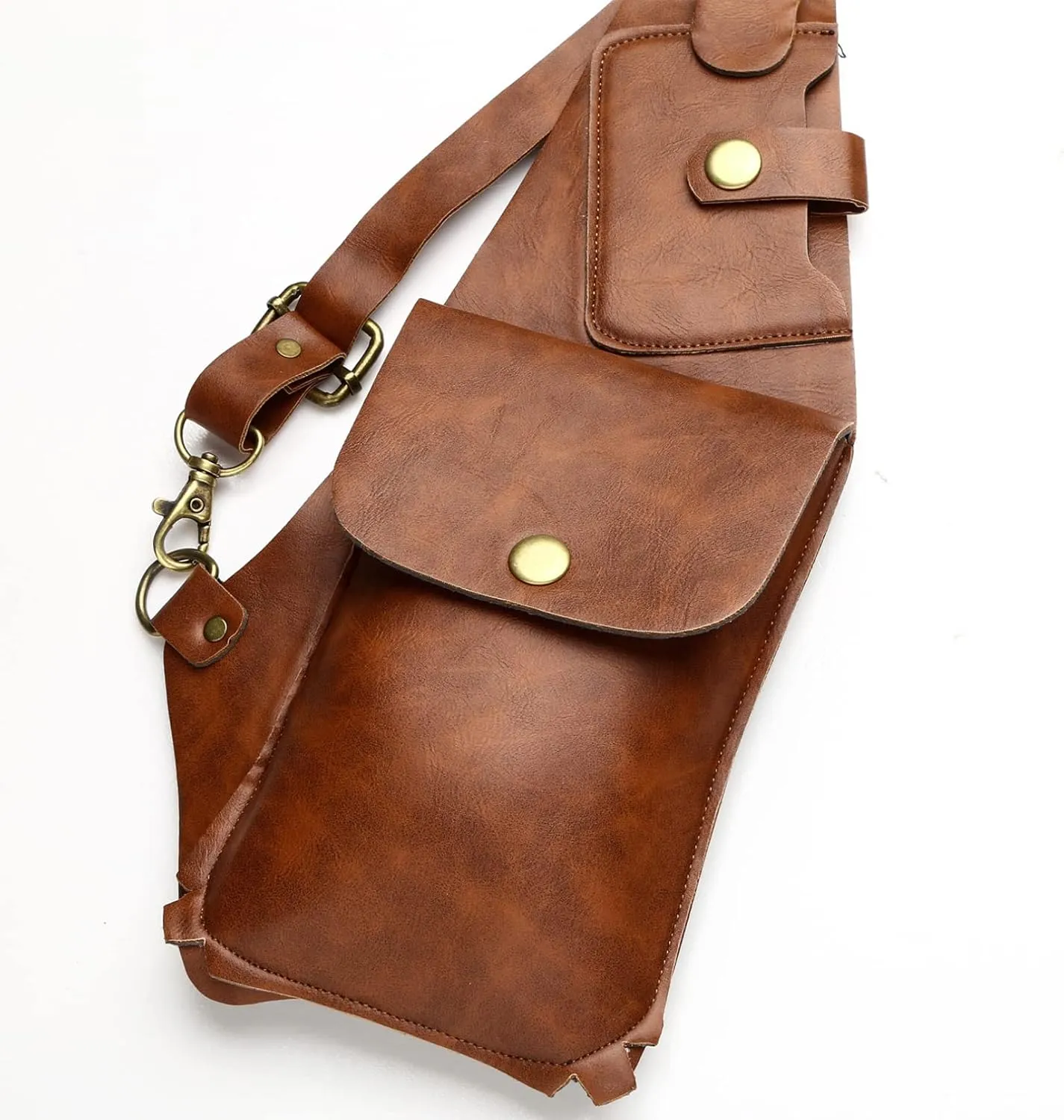 iiniim Women Mens Leather Underarm Shoulder Waist Holster Outdoor Travel Bag Anti-Theft Hidden Underarm Strap Wallet