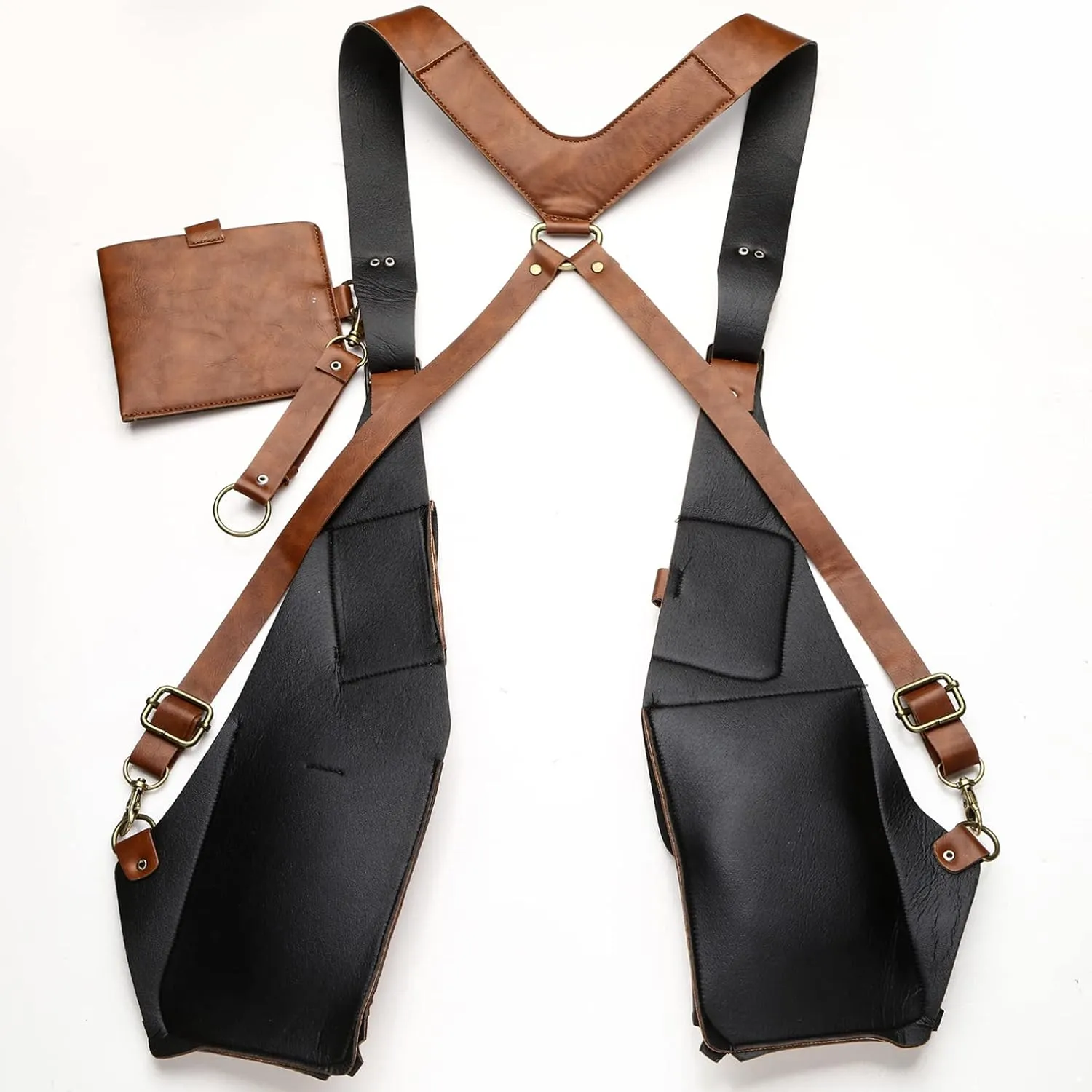 iiniim Women Mens Leather Underarm Shoulder Waist Holster Outdoor Travel Bag Anti-Theft Hidden Underarm Strap Wallet