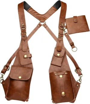 iiniim Women Mens Leather Underarm Shoulder Waist Holster Outdoor Travel Bag Anti-Theft Hidden Underarm Strap Wallet