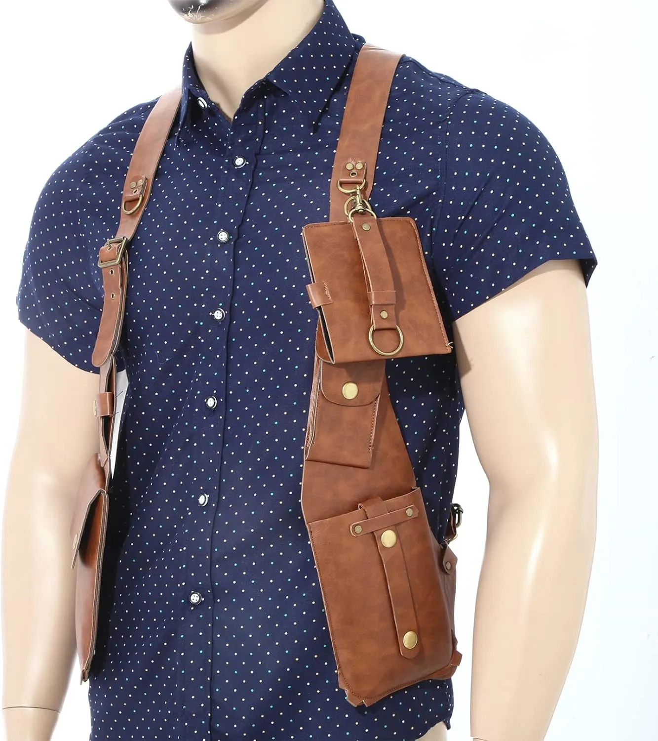 iiniim Women Mens Leather Underarm Shoulder Waist Holster Outdoor Travel Bag Anti-Theft Hidden Underarm Strap Wallet