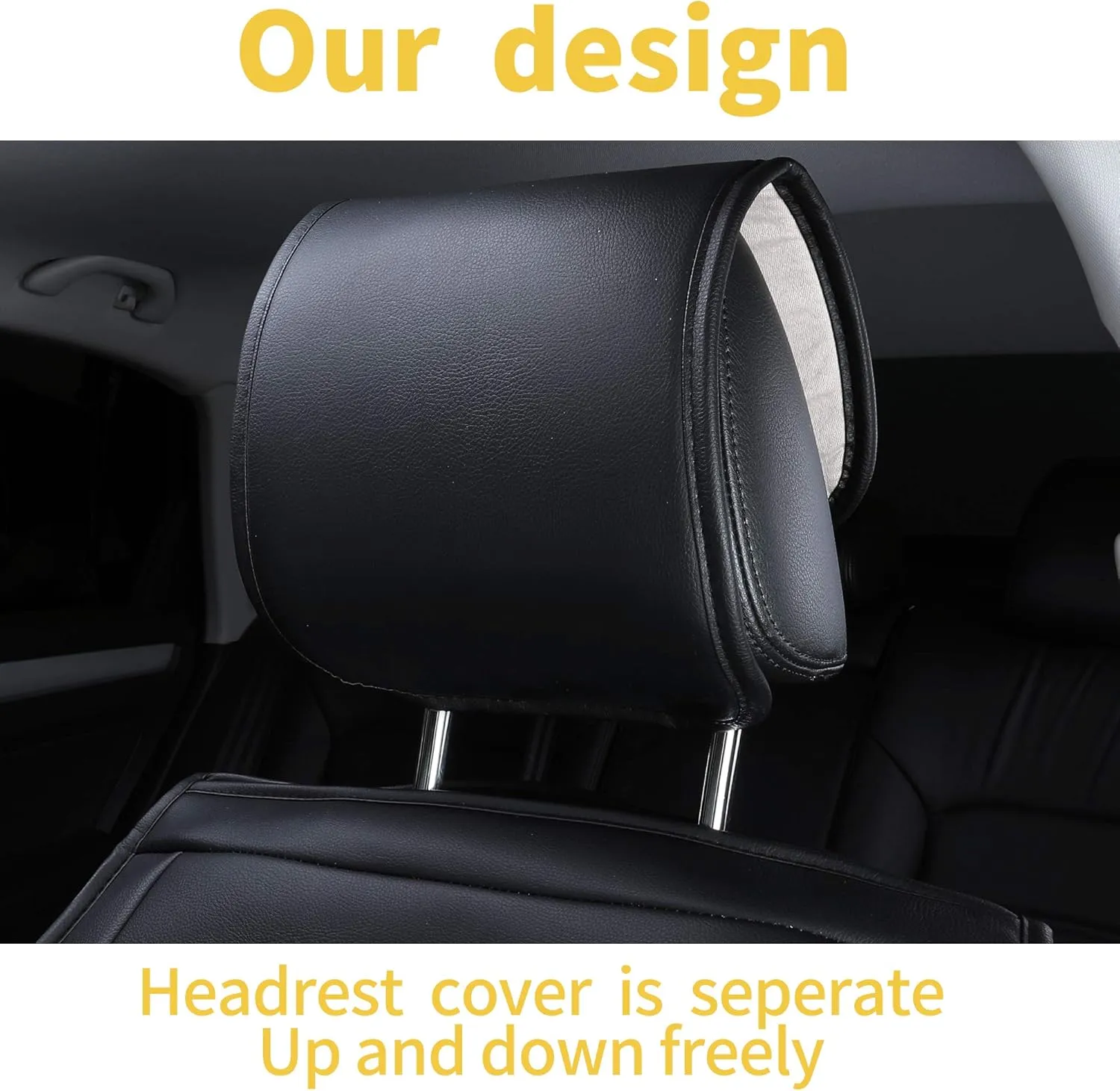 INCH Empire 2 Front Car Seat Cover-Simple Style Water Proof Leatherette Cushion Universal Fit for Sedan SUV Truck Hatchback Durable Use(2 Front Black Line)