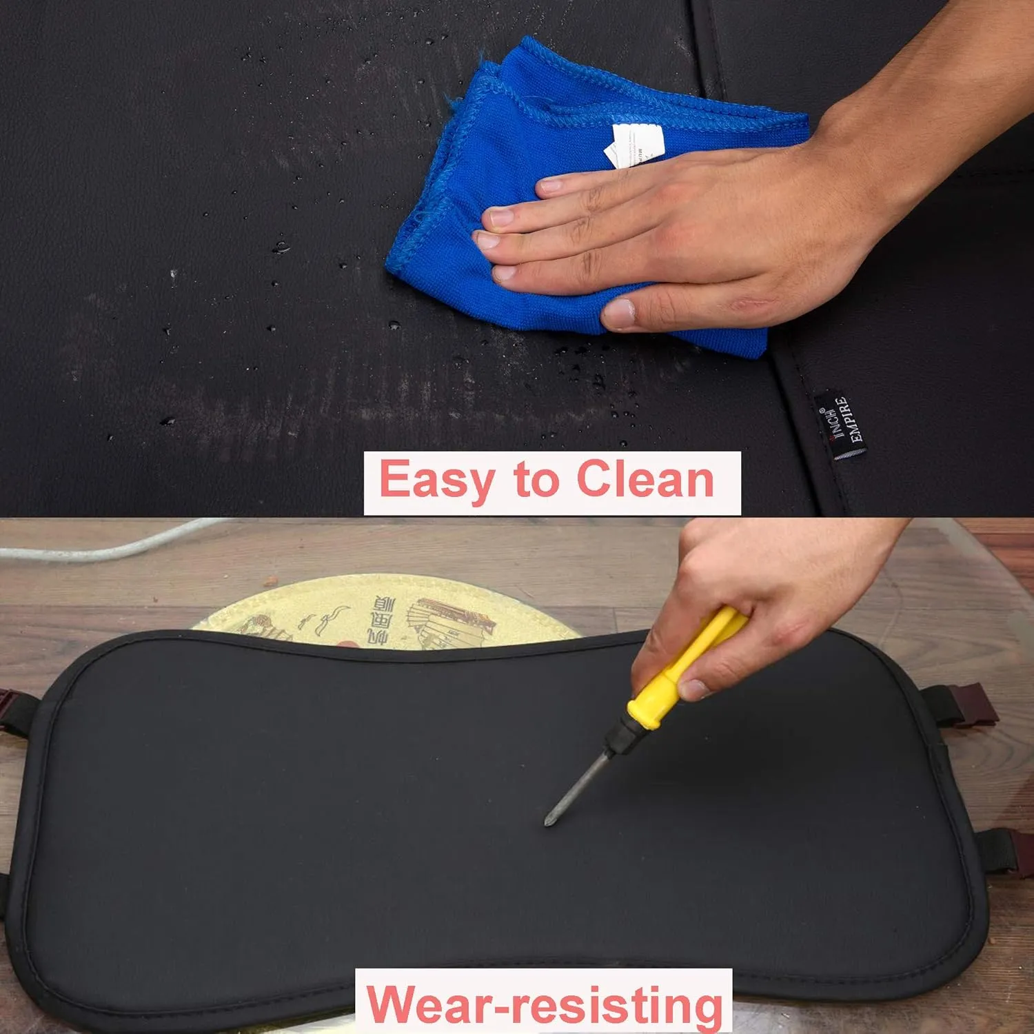 INCH Empire 2 Front Car Seat Cover-Simple Style Water Proof Leatherette Cushion Universal Fit for Sedan SUV Truck Hatchback Durable Use(2 Front Black Line)
