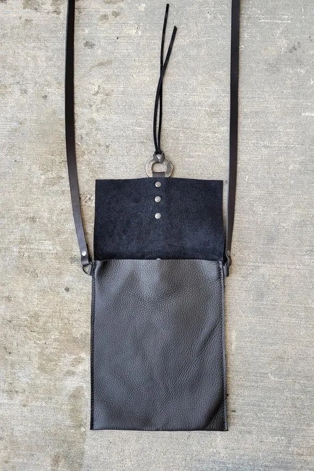 Indi Black Leather  Satchel
