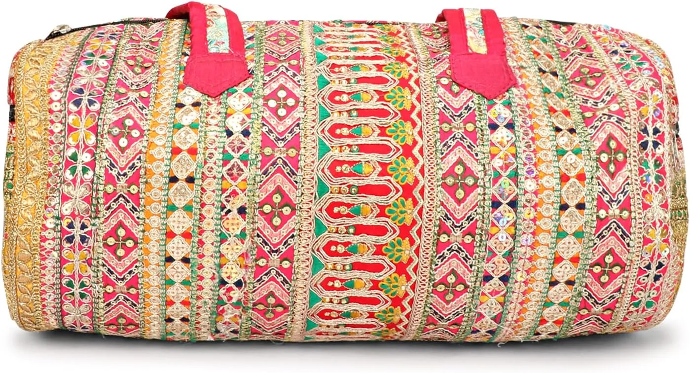Indian Banjara Duffle Bag For Women, Multicolored Duffle Bag in Patchwork
