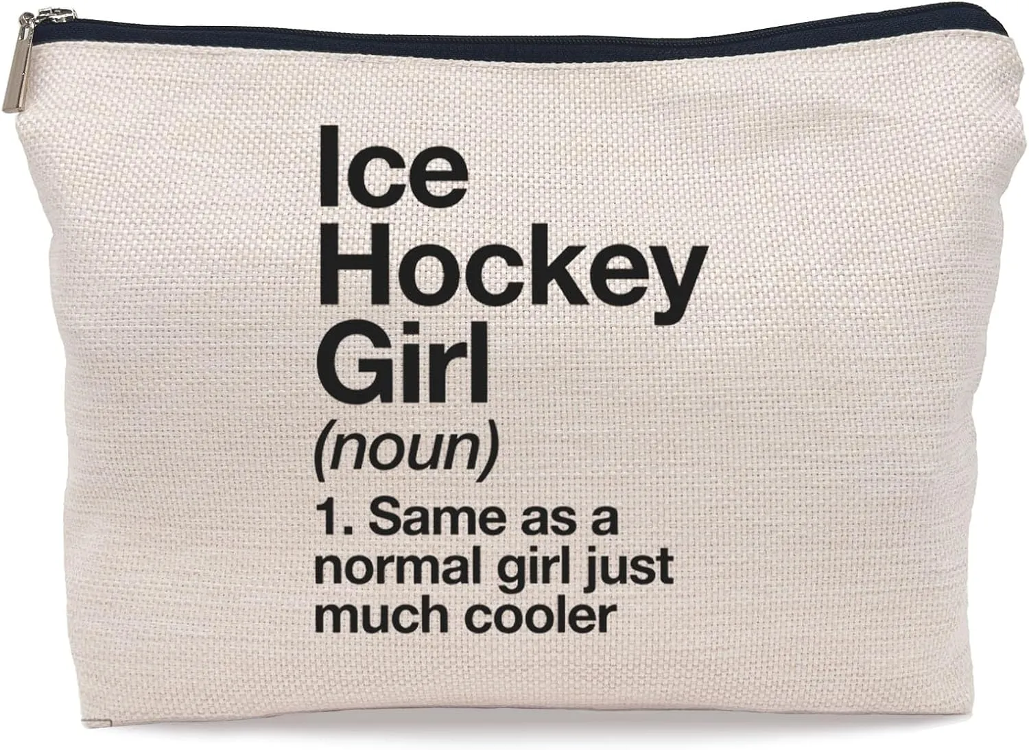 Inspirational Quotes Ice Hockey Definition Sports Ice Hockey Girl Makeup Bag Case Zipper Travel Toiletry，Ice Hockey Girl Makeup Bag Cosmetic Bag Gifts for Ice Hockey Player Women Girls