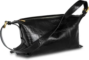 Iswee Soft Leather Crossbody Bags for Women Designer Black Shoulder Bag Hobo Purse Stylish Satchel Handbag with Wide Strap