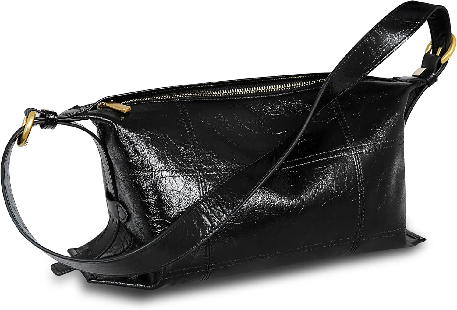 Iswee Soft Leather Crossbody Bags for Women Designer Black Shoulder Bag Hobo Purse Stylish Satchel Handbag with Wide Strap