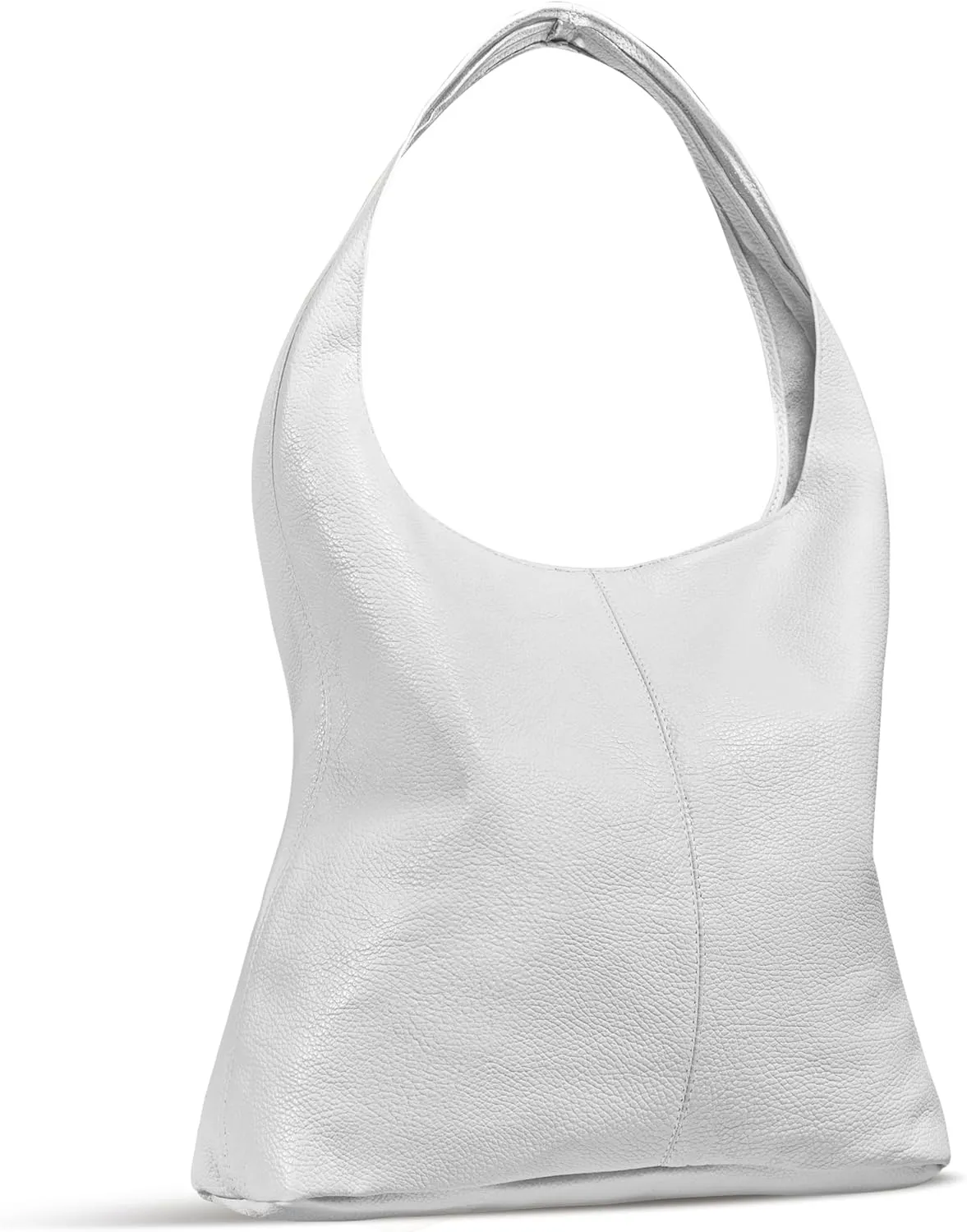 Italian Genuine Calf Leather Hobo Bag for Women with Zipper | Large Soft Slouchy Unlined Shoulder Handbag Tote Bucket Purse