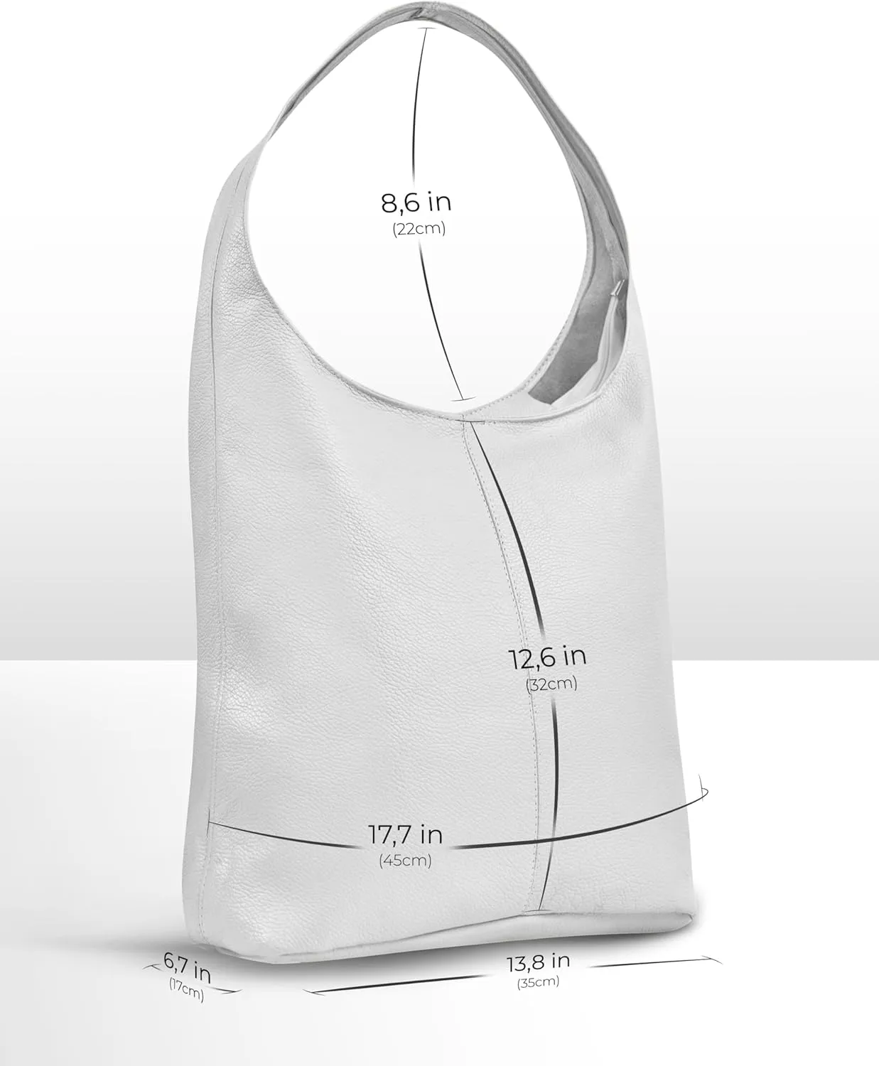Italian Genuine Calf Leather Hobo Bag for Women with Zipper | Large Soft Slouchy Unlined Shoulder Handbag Tote Bucket Purse