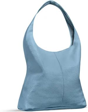 Italian Genuine Calf Leather Hobo Bag for Women with Zipper | Large Soft Slouchy Unlined Shoulder Handbag Tote Bucket Purse