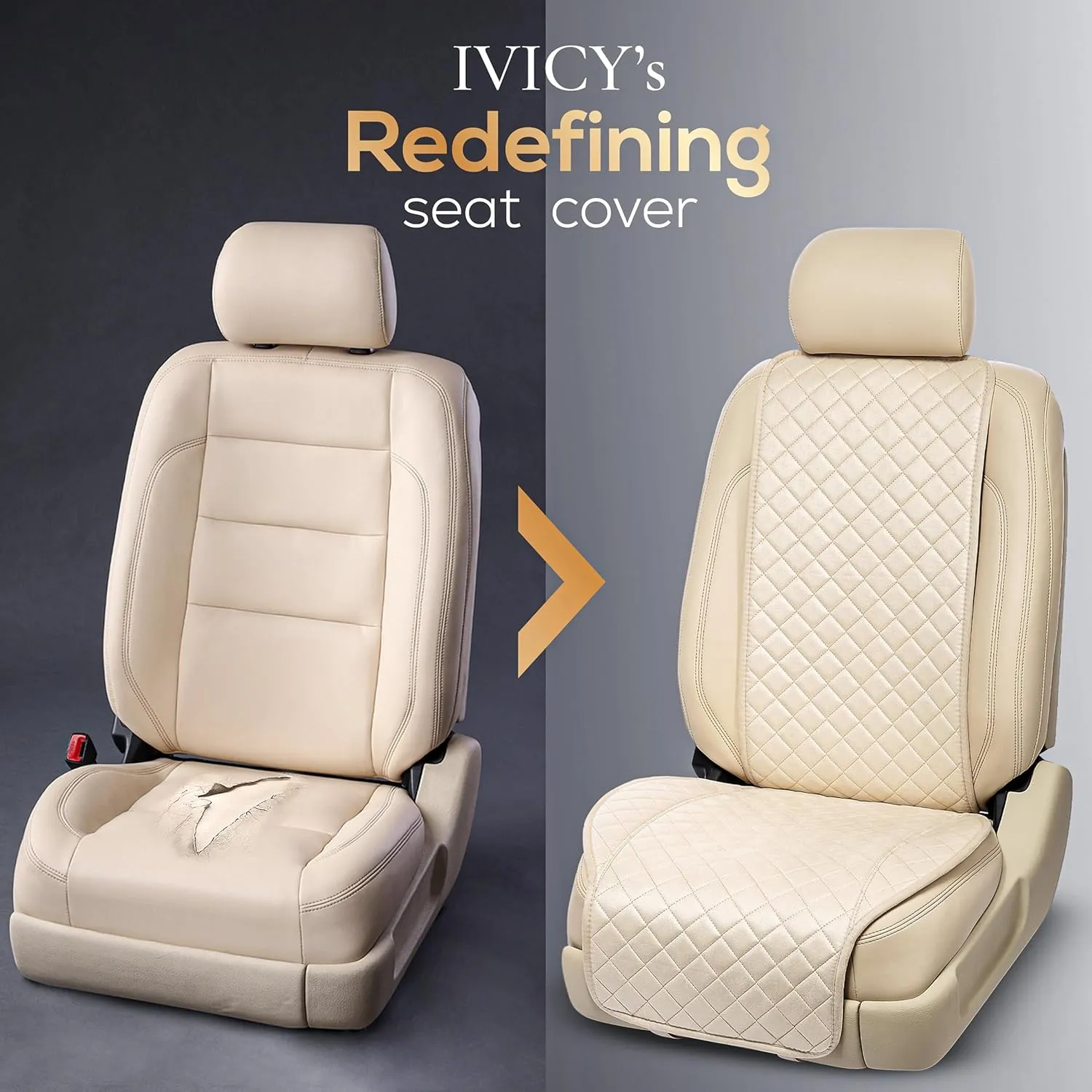 IVICY Suede Car Seat Cover for Cars - Non-Slip Soft & Breathable - Front Car Seat Protector Covers Universal Fits Most Automotive, Vans, SUVs, Trucks - 1 Unit - Beige