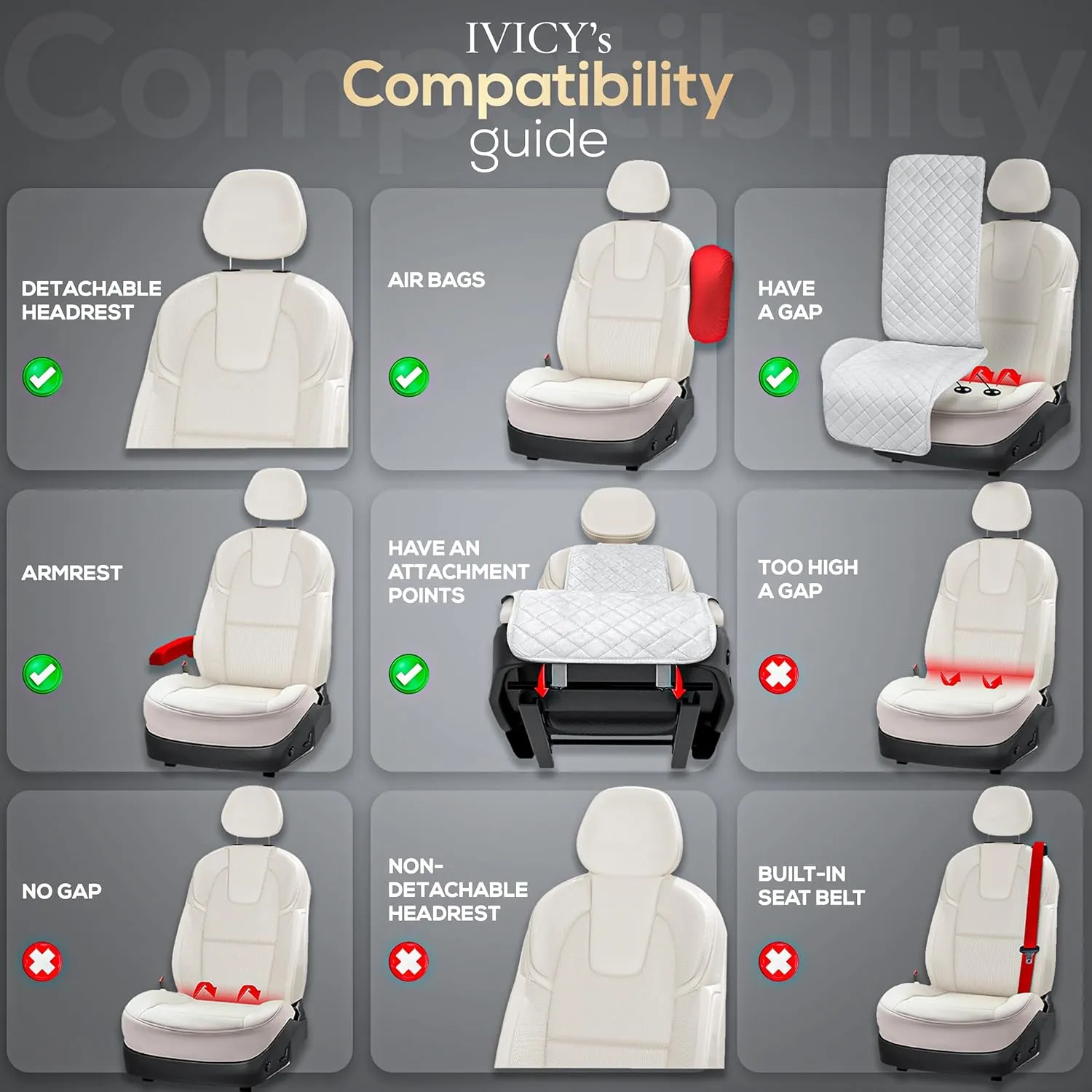 IVICY Suede Car Seat Cover for Cars - Non-Slip Soft & Breathable - Front Car Seat Protector Covers Universal Fits Most Automotive, Vans, SUVs, Trucks - 1 Unit - Beige