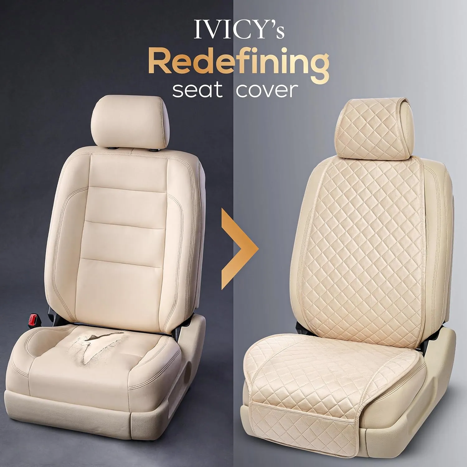 IVICY Suede Car Seat Cover for Cars - Non-Slip Soft & Breathable - Front Car Seat Protector Covers Universal Fits Most Automotive, Vans, SUVs, Trucks - 1 Unit - Beige