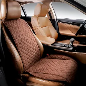 IVICY Suede Car Seat Cover for Cars - Non-Slip Soft & Breathable - Front Car Seat Protector Covers Universal Fits Most Automotive, Vans, SUVs, Trucks - 1 Unit - Brown