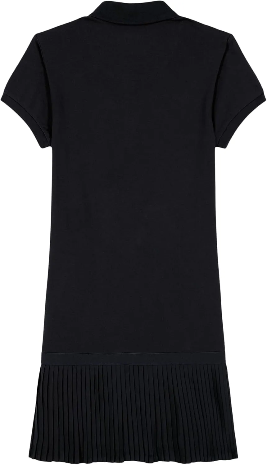 IZOD Girls' Juniors Uniform Short Sleeve Polo Dress, Stretch Pique Material, Dropwaist