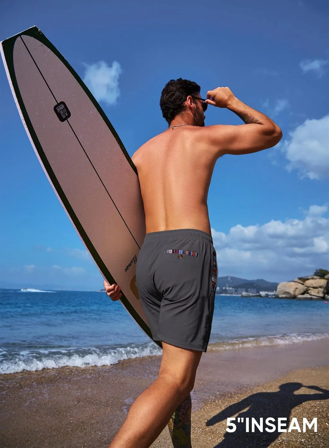 JMIERR Men's Casual Shorts 5"/ 7" Drawstring Summer Quick Dry Beach Stretch Waist Athletic Gym Short