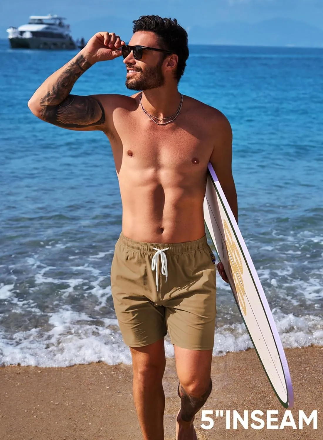 JMIERR Men's Casual Shorts 5"/ 7" Drawstring Summer Quick Dry Beach Stretch Waist Athletic Gym Short