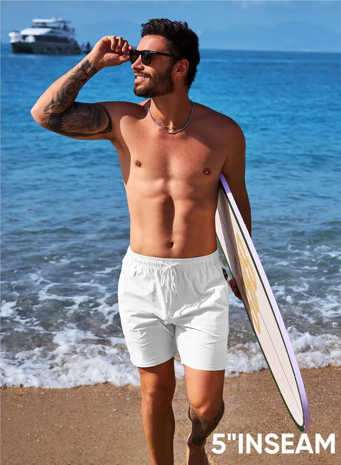 JMIERR Men's Casual Shorts 5"/ 7" Drawstring Summer Quick Dry Beach Stretch Waist Athletic Gym Short
