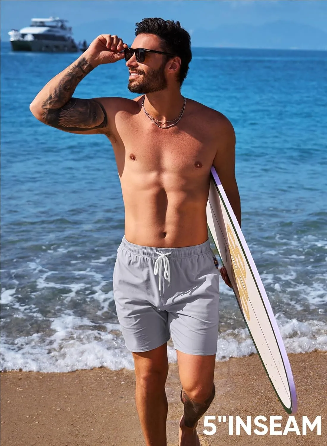 JMIERR Men's Casual Shorts 5"/ 7" Drawstring Summer Quick Dry Beach Stretch Waist Athletic Gym Short
