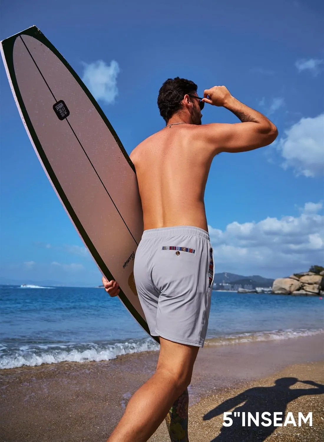 JMIERR Men's Casual Shorts 5"/ 7" Drawstring Summer Quick Dry Beach Stretch Waist Athletic Gym Short