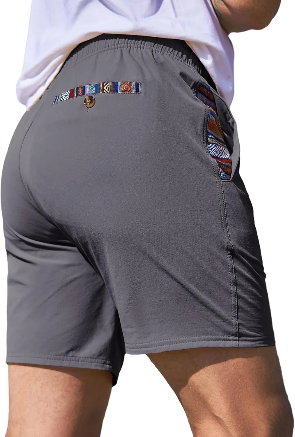 JMIERR Men's Casual Shorts 5"/ 7" Drawstring Summer Quick Dry Beach Stretch Waist Athletic Gym Short