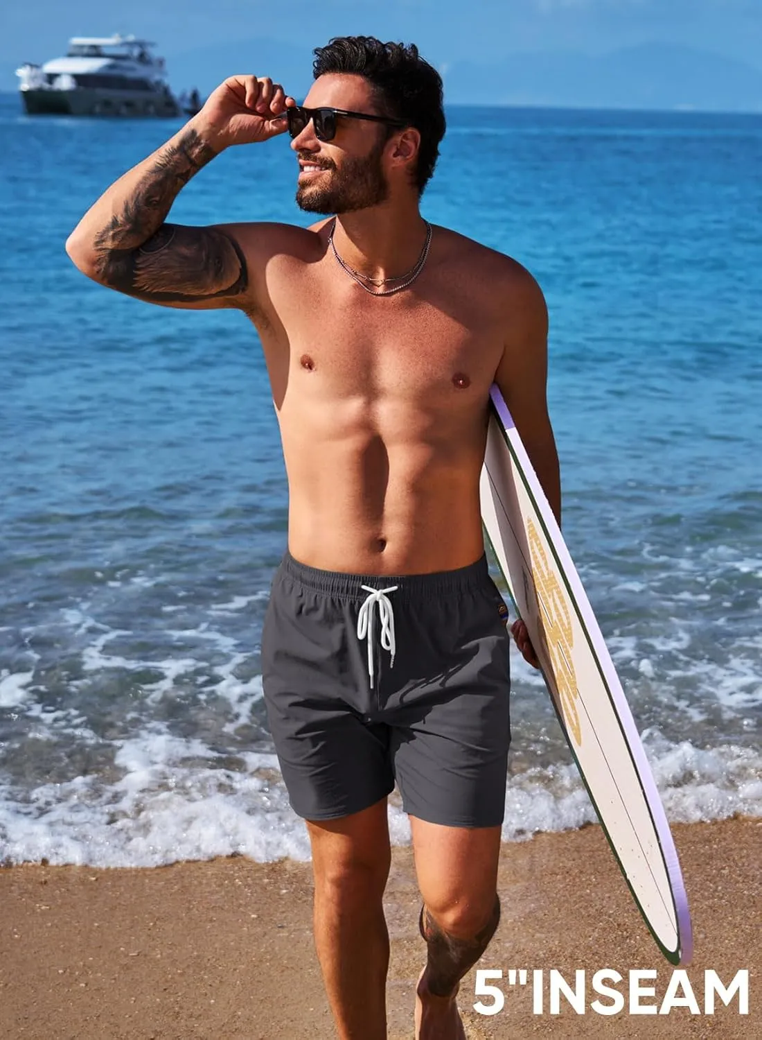 JMIERR Men's Casual Shorts 5"/ 7" Drawstring Summer Quick Dry Beach Stretch Waist Athletic Gym Short