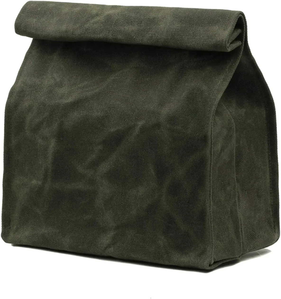 Kaaltisy Waxed Canvas Lunch Bags Heavy Duty Lunch Box Eco-friendly Reusable Lunch Sack with Hook and Loop Closure, Green, Hard Handfeel