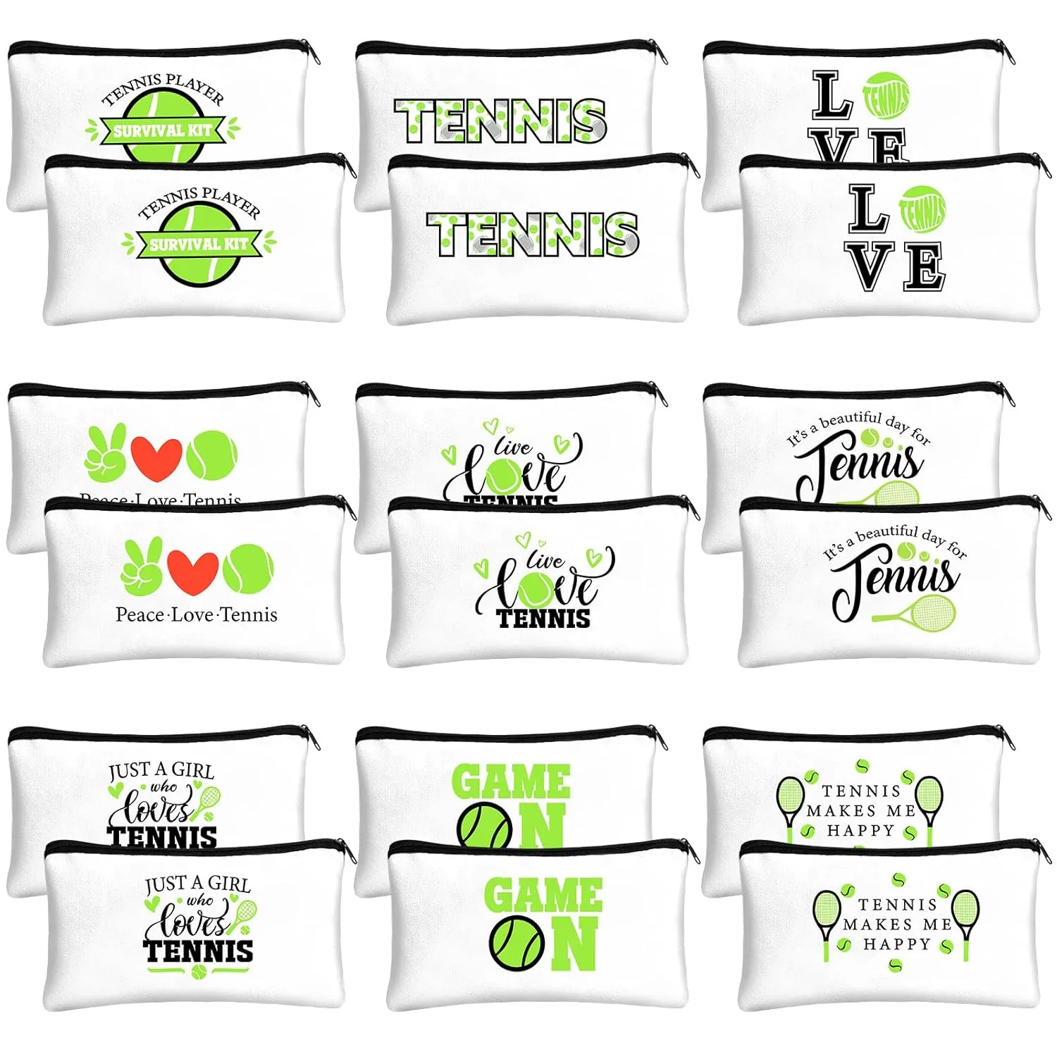 Kacctyen 18 Pcs Tennis Gifts for Women Tennis Accessories Pouch Bag with Zippers for Travel Player Team Birthday Gift