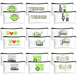 Kacctyen 18 Pcs Tennis Gifts for Women Tennis Accessories Pouch Bag with Zippers for Travel Player Team Birthday Gift