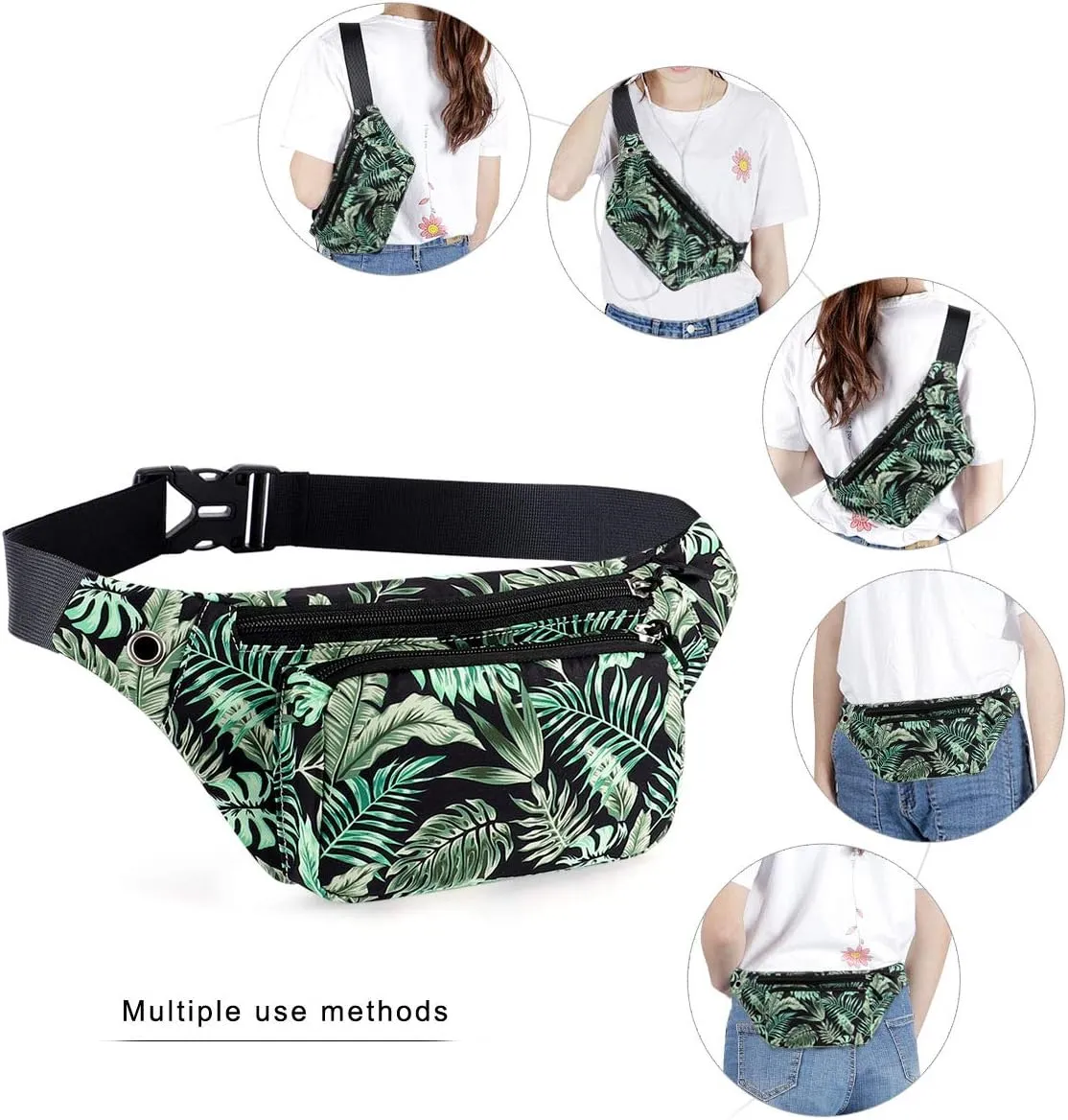 KAMO Fanny Pack, Waist Bag Sling Backpack Water Resistant Durable Polyester Small Waist Bag